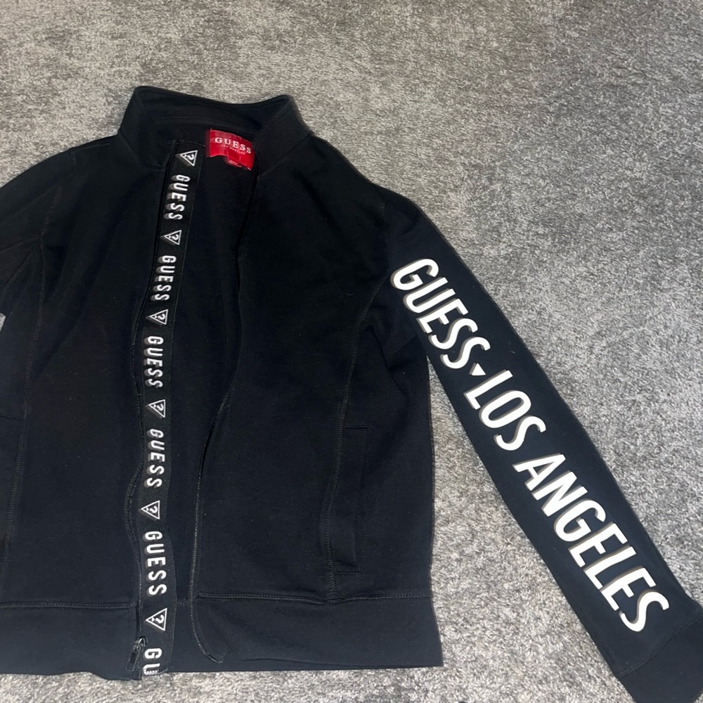 Black Guess Zip Up Jacket Size Medium